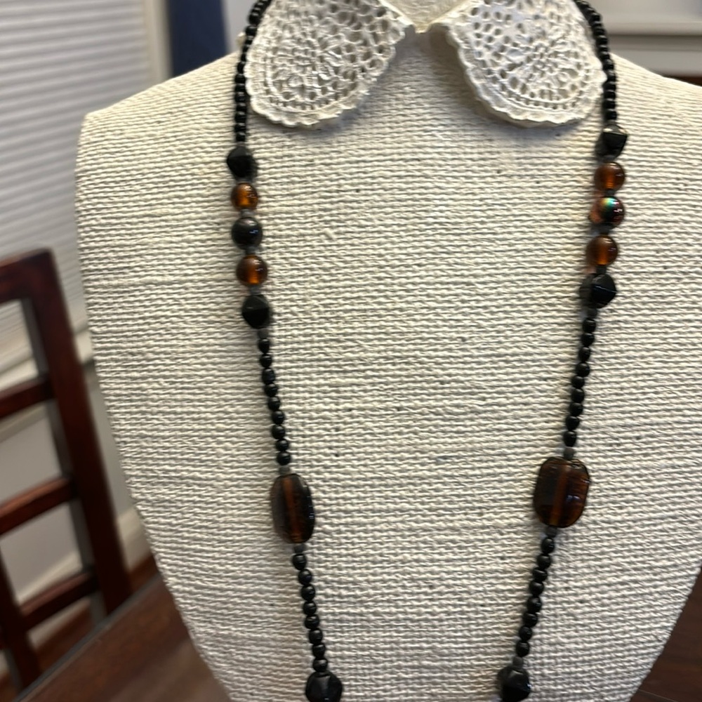 Black, brown and multi beaded necklace